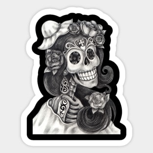 Female skeleton fashion model. Sticker